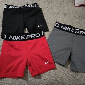 Nike Kids Pro Shorts - Red, Black, and Gray